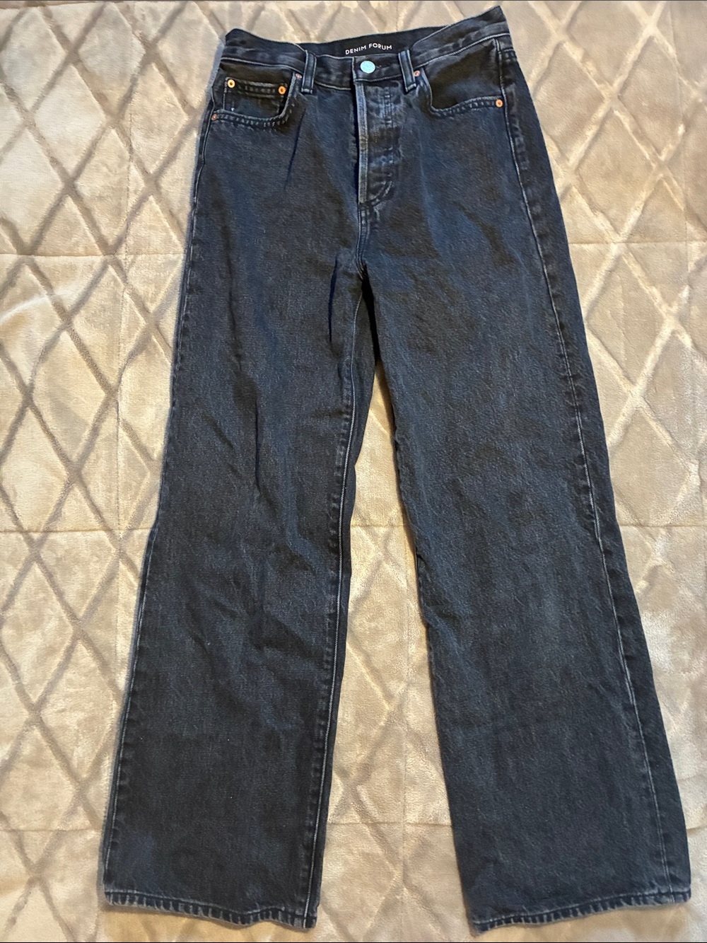 Aritzia Denim Forum Women’s  Black Farrah High Rise Wide Leg Jeans 25x28